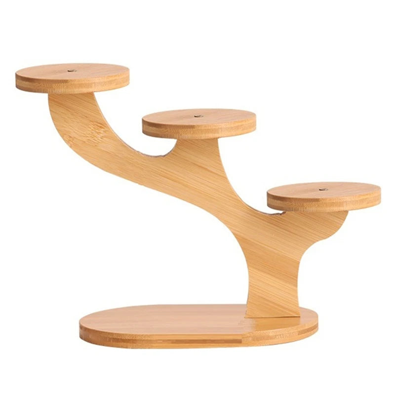 Show Shelf 3-Layer Wooden Plant Display Stand Desktop Display Stand Cupcake Rack Perfume Display Stand-ABYS