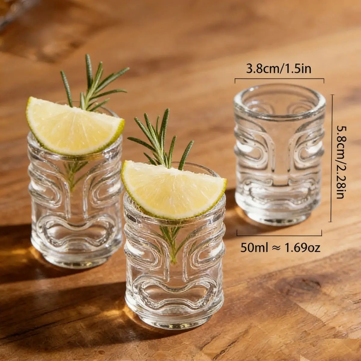 6Pcs Shot Glasses With Three Different Mask Totem Tiki Mugs for Cold Brew Espresso Liquor Cocktail Bar Accessories