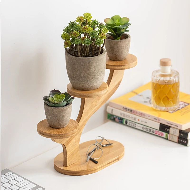 Show Shelf 3-Layer Wooden Plant Display Stand Desktop Display Stand Cupcake Rack Perfume Display Stand-ABYS