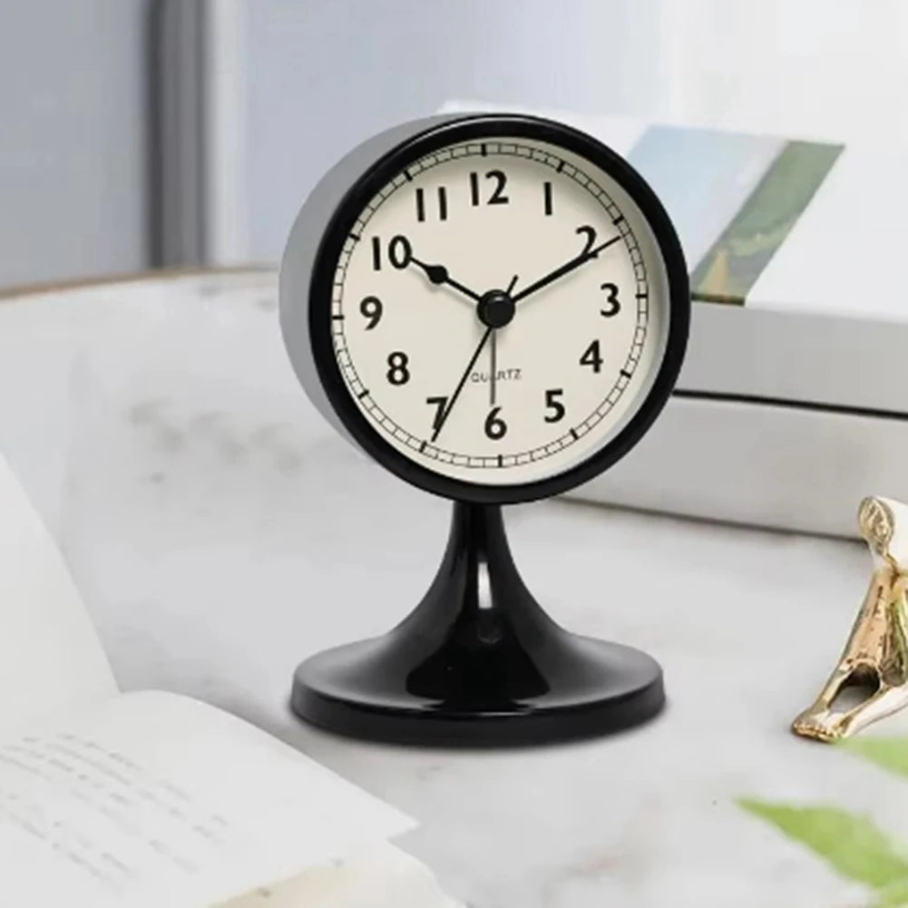 ABLG Nordic Metal Round Alarm Clock, Vintage Silent Table Clock, Student Bedside Nightlight Clock, Room Decor, Home Decor B