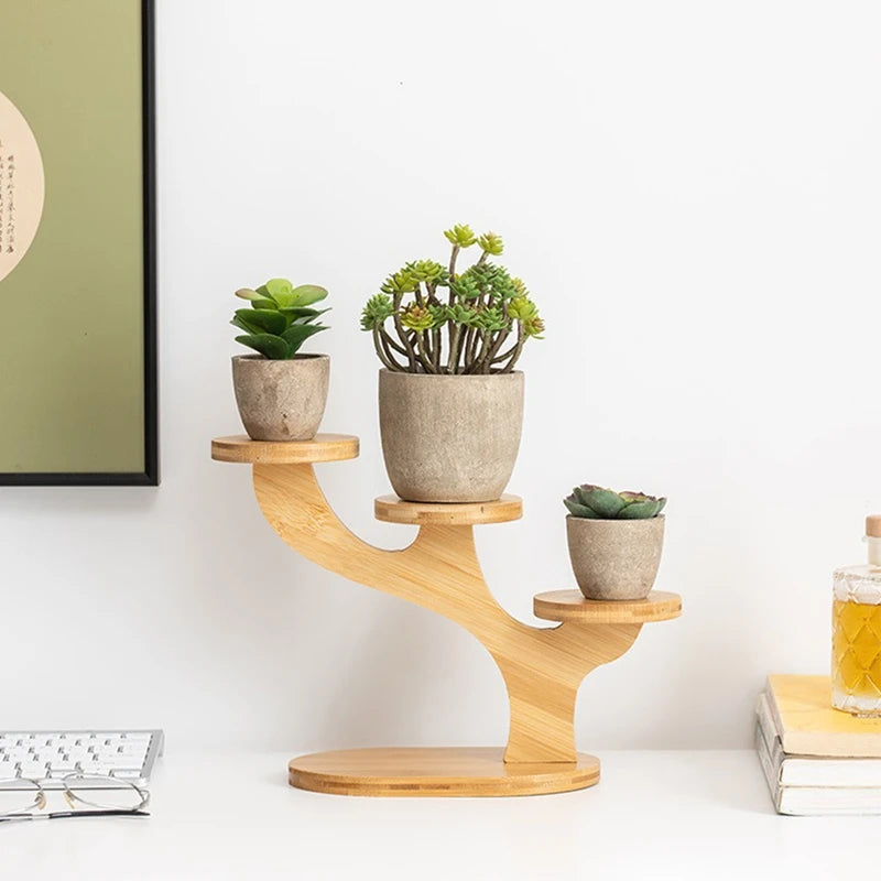 Show Shelf 3-Layer Wooden Plant Display Stand Desktop Display Stand Cupcake Rack Perfume Display Stand-ABYS