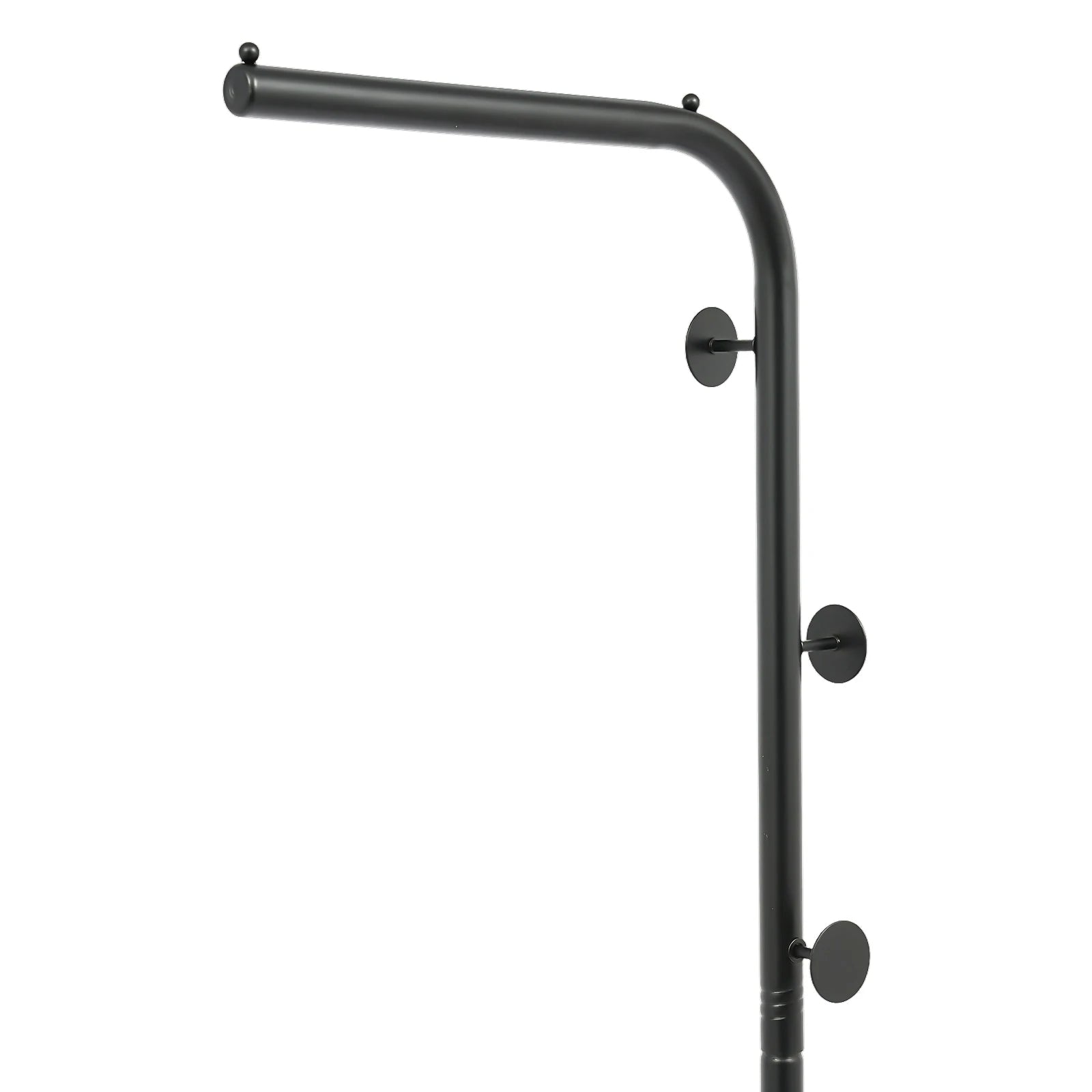 67in-Black Clothing Rack with Storage Base and Hooks, Freestanding Coat Rack Hanging Clothes, Bags, Hat and Shoes for En