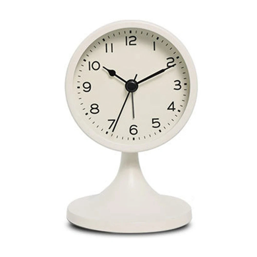 ABLG Nordic Metal Round Alarm Clock, Vintage Silent Table Clock, Student Bedside Nightlight Clock, Room Decor, Home Decor B